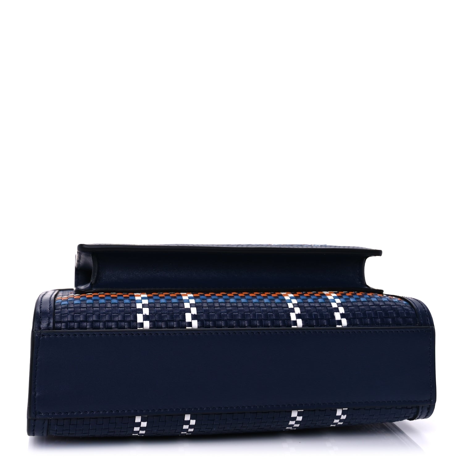 Burberry Calfskin Nylon Tartan Mini Pocket Bag  Blue White Orange