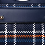 Burberry Calfskin Nylon Tartan Mini Pocket Bag  Blue White Orange