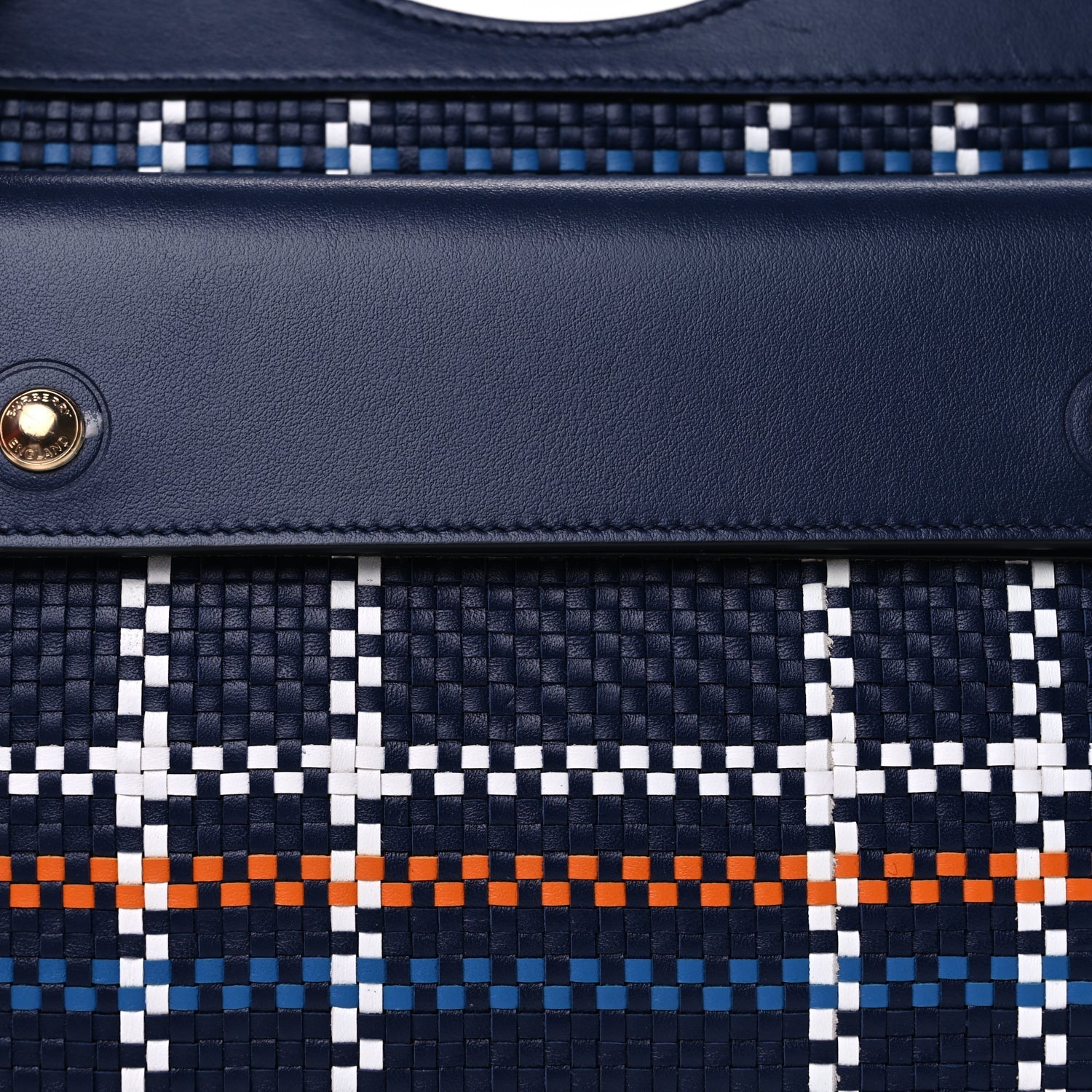 Burberry Calfskin Nylon Tartan Mini Pocket Bag  Blue White Orange