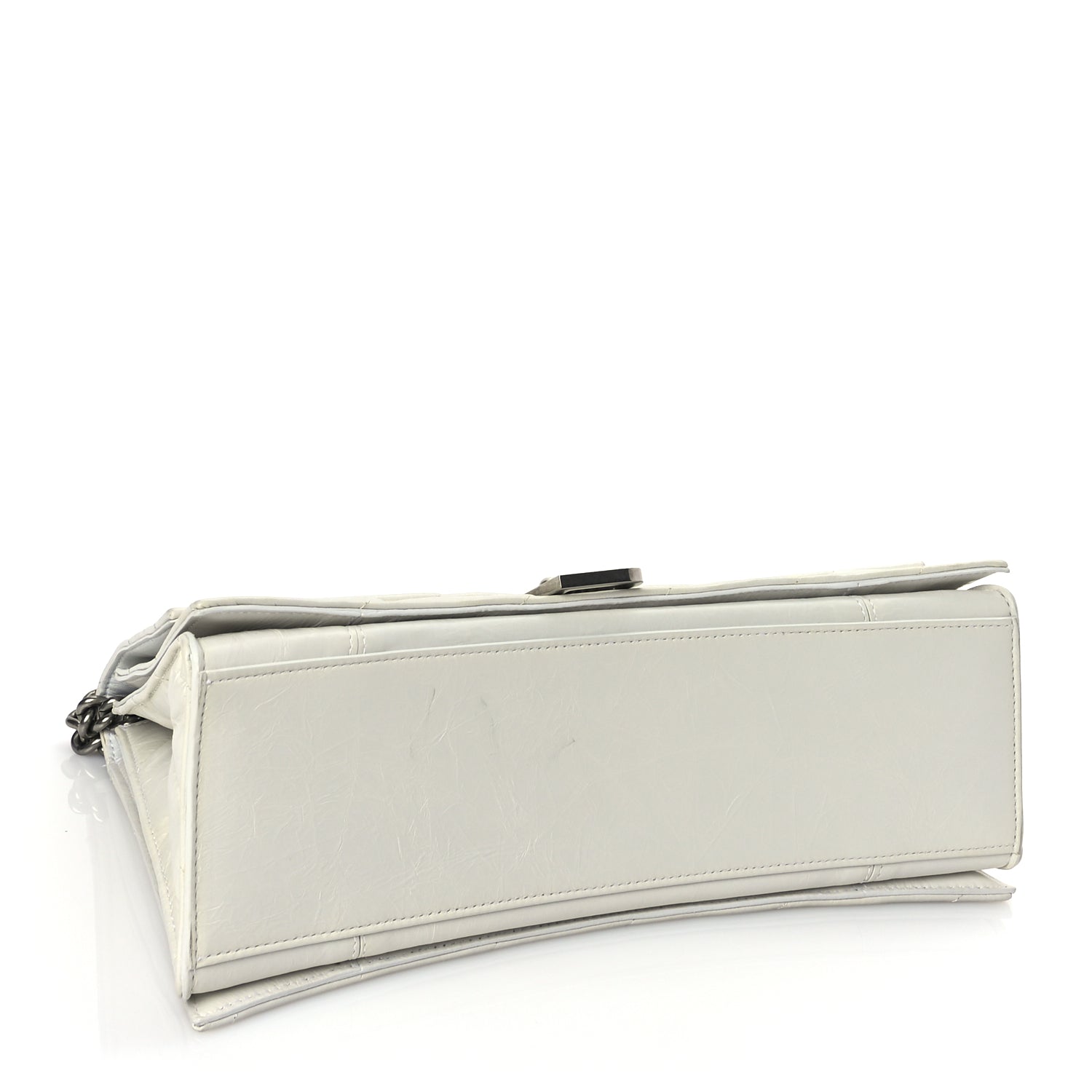 Balenciaga Crushed Calfskin Quilted Medium Crush Chain Bag Optic White