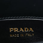 Prada Calfskin Metal Triangle Logo Tote  Black