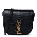Saint Laurent Crocodile Embossed Calfskin Small Kaia Satchel Black