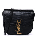 Saint Laurent Crocodile Embossed Calfskin Small Kaia Satchel Black