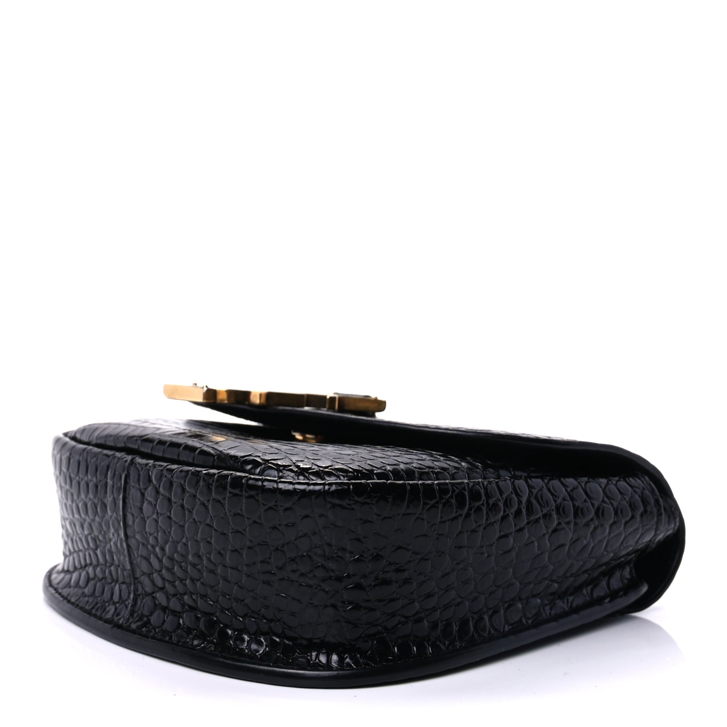 Saint Laurent Crocodile Embossed Calfskin Small Kaia Satchel Black