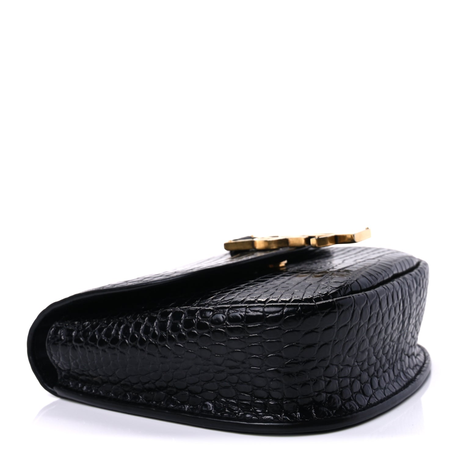 Saint Laurent Crocodile Embossed Calfskin Small Kaia Satchel Black