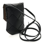 Bottega Veneta Calfskin Intreccio Diago Phone Pouch Black Pinecone Black Pinecone
