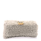 Balenciaga Faux Fur Fluffy Hourglass XS Top Handle Bag Natural