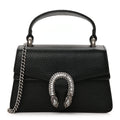 Gucci Dollar Calfskin Crystal Mini Dionysus Top Handle Bag Black Crystal