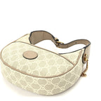 Gucci GG Supreme Monogram Textured Dollar Calfskin Mini Retro Interlocking G Half Moon Bag Beige Mystic White Oatmeal