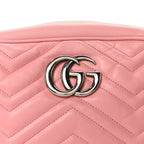 Gucci Calfskin Matelasse Small GG Marmont Chain Shoulder Bag Wild Rose