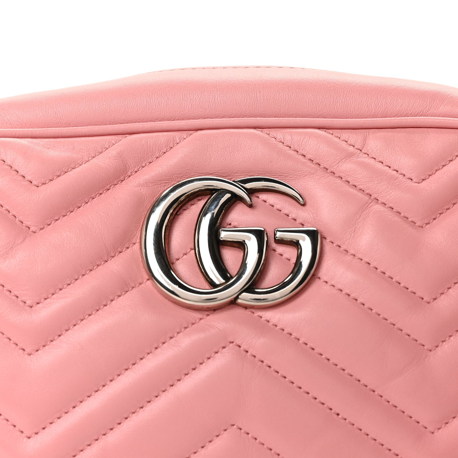Gucci Calfskin Matelasse Small GG Marmont Chain Shoulder Bag Wild Rose