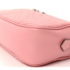 Gucci Calfskin Matelasse Small GG Marmont Chain Shoulder Bag Wild Rose