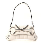 Gucci Nappa Vertical Matelasse Small Maxi Horsebit Chain Shoulder Bag Great White