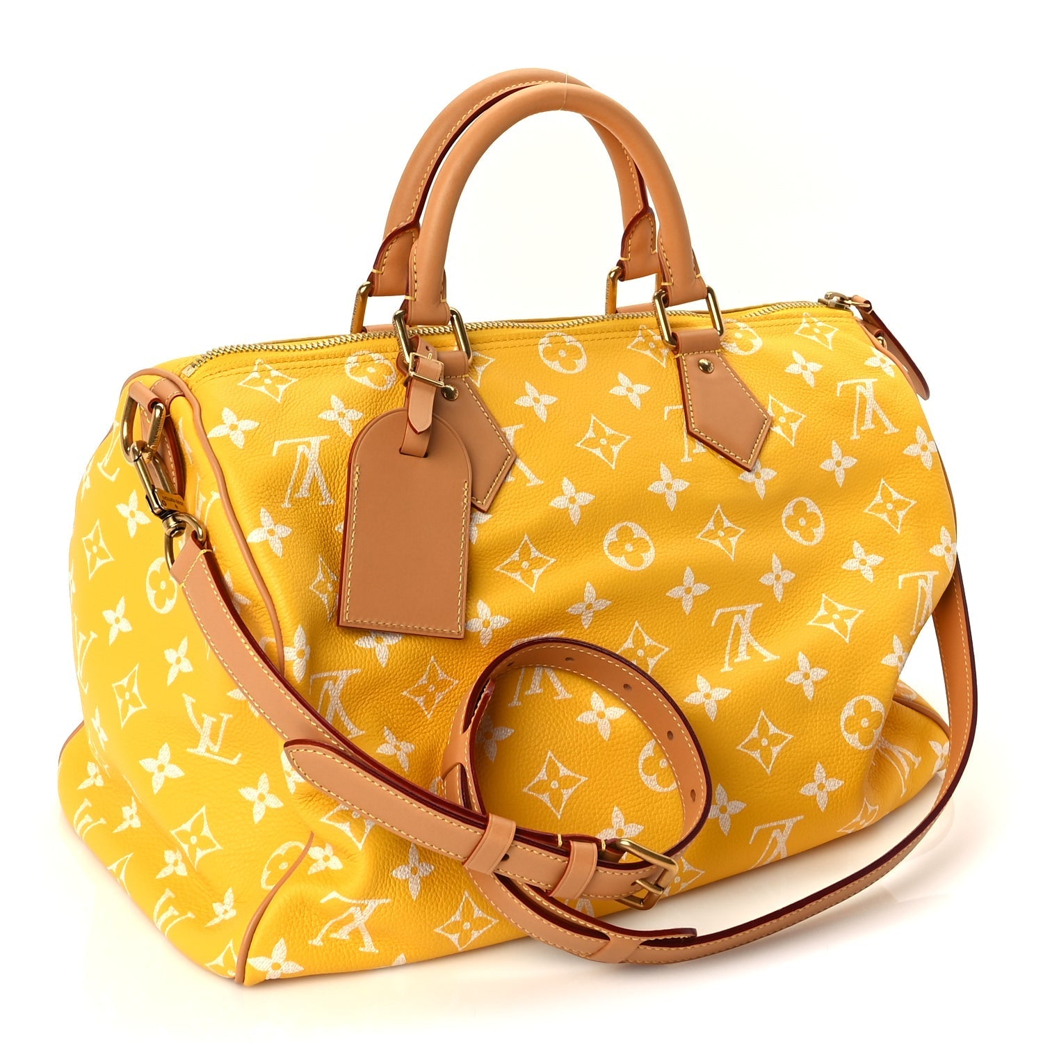 Louis Vuitton Calfskin Monogram Speedy P9 Bandouliere 40 Jaune Mat