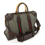 Gucci Soft GG Supreme Monogram Web Neo Vintage Duffle Bag Beige New Acero Crop