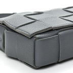 Bottega Veneta Grained Calfskin Maxi Intrecciato Cassette Crossbody Bag Thunder