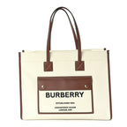 Burberry Canvas Smooth Calfskin Medium Two Tone Freya Tote Brown