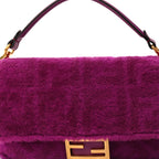 Fendi Shearling Vitello Dolce Macro FF 1974 Baguette  Bouganville
