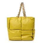 Bottega Veneta Calfskin Maxi Intrecciato Puffy Chain Tote Bag Yellow
