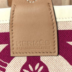 Hermes H Plume Canvas Swift Printed Panoplie Equestre Steeple 25 Bag Rose Pourpre Ecru Beige Chai