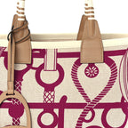 Hermes H Plume Canvas Swift Printed Panoplie Equestre Steeple 25 Bag Rose Pourpre Ecru Beige Chai
