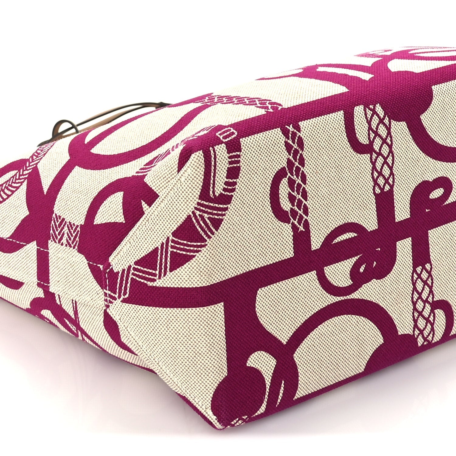 Hermes H Plume Canvas Swift Printed Panoplie Equestre Steeple 25 Bag Rose Pourpre Ecru Beige Chai