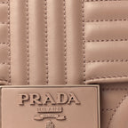 Prada Soft Calfskin Impuntu Embleme Monochrome Flap Shoulder Bag Cipria