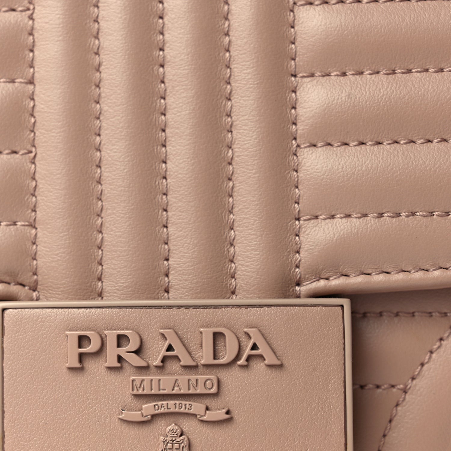 Prada Soft Calfskin Impuntu Embleme Monochrome Flap Shoulder Bag Cipria