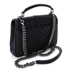 Saint Laurent Sheepskin Matelasse Chevron Monogram Medium College Bag  Black