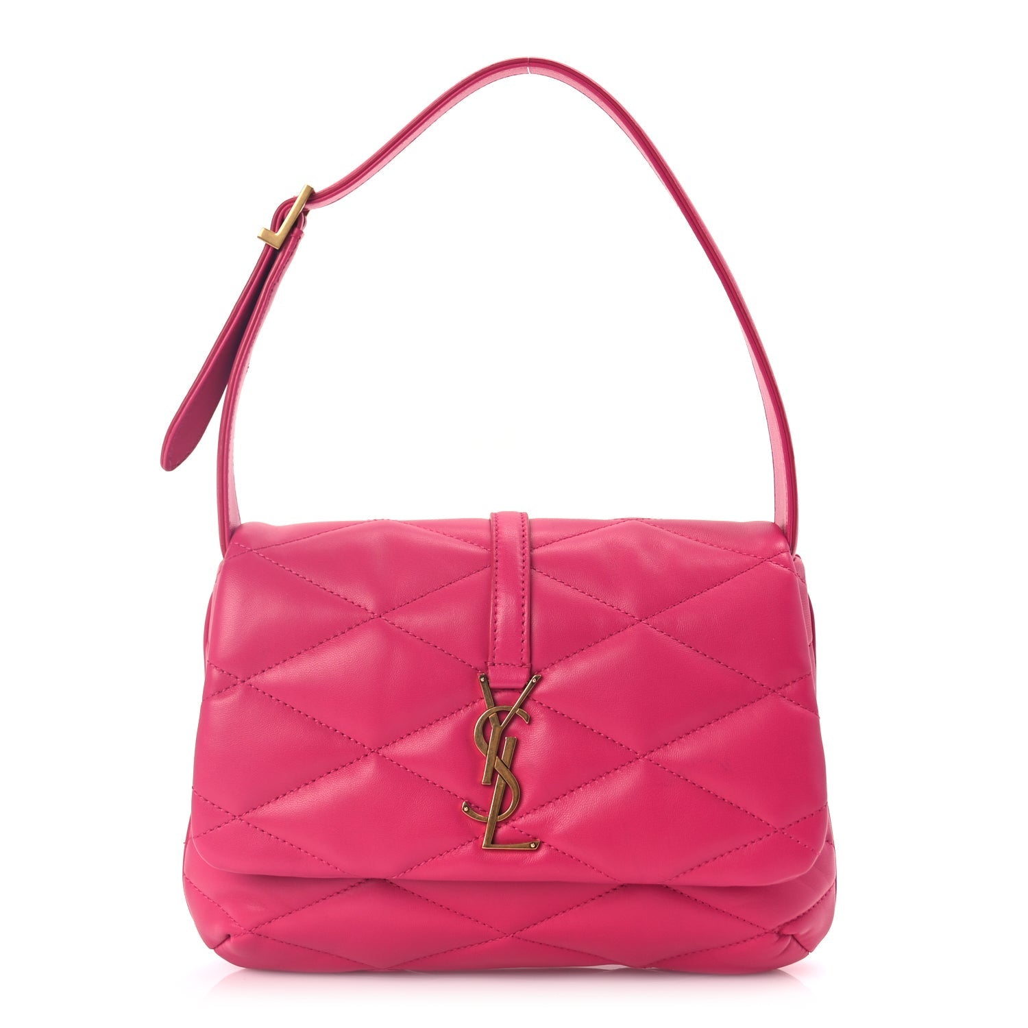 Saint Laurent Lambskin Quilted Le 57 Diamond Shoulder Bag Lipstick Fuschia