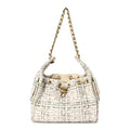 Chanel Tweed Quilted Small Chanel 25 Handbag Ecru Khaki Gold Red