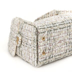 Chanel Tweed Quilted Small Chanel 25 Handbag Ecru Khaki Gold Red