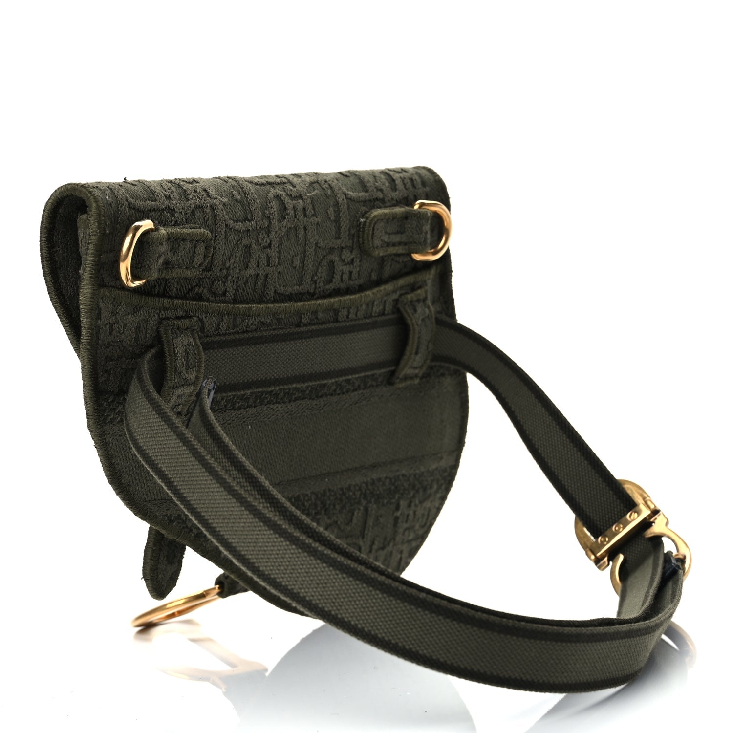 Christian Dior Oblique Embroidered Saddle Belt Pouch Green
