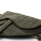 Christian Dior Oblique Embroidered Saddle Belt Pouch Green