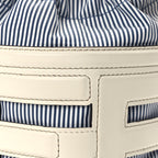 Fendi Fabric Jacquard Vitello Grace Striped Mini Step Out Rice Mirto