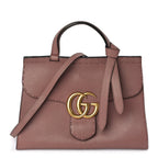 Gucci Calfskin Small GG Marmont Top Handle Bag Rosy Phard