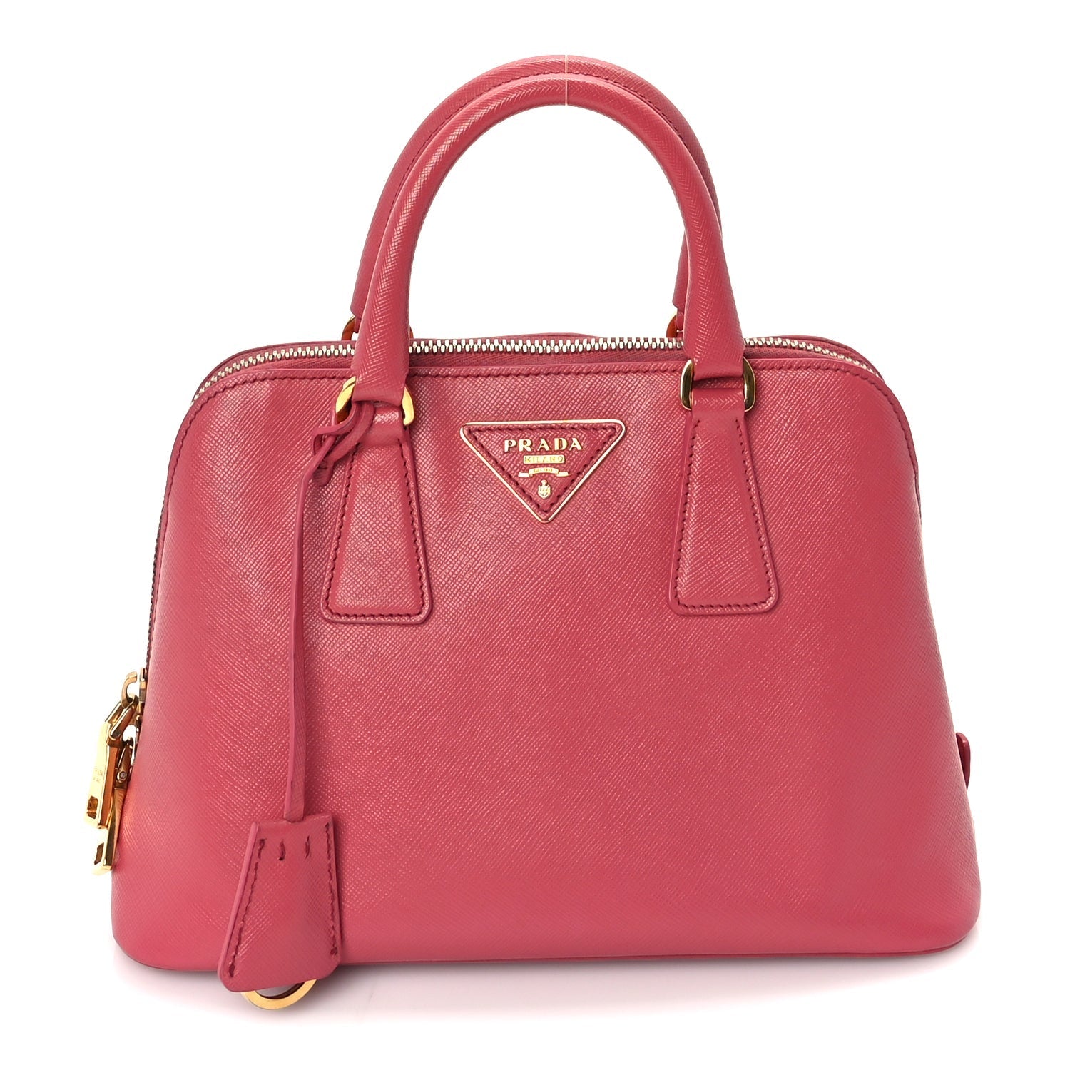 Prada Saffiano Vernice Small Promenade Tote  Peonia