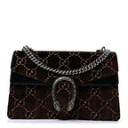 Gucci Velvet Skipper GG Monogram Small Dionysus Shoulder Bag Brown Black