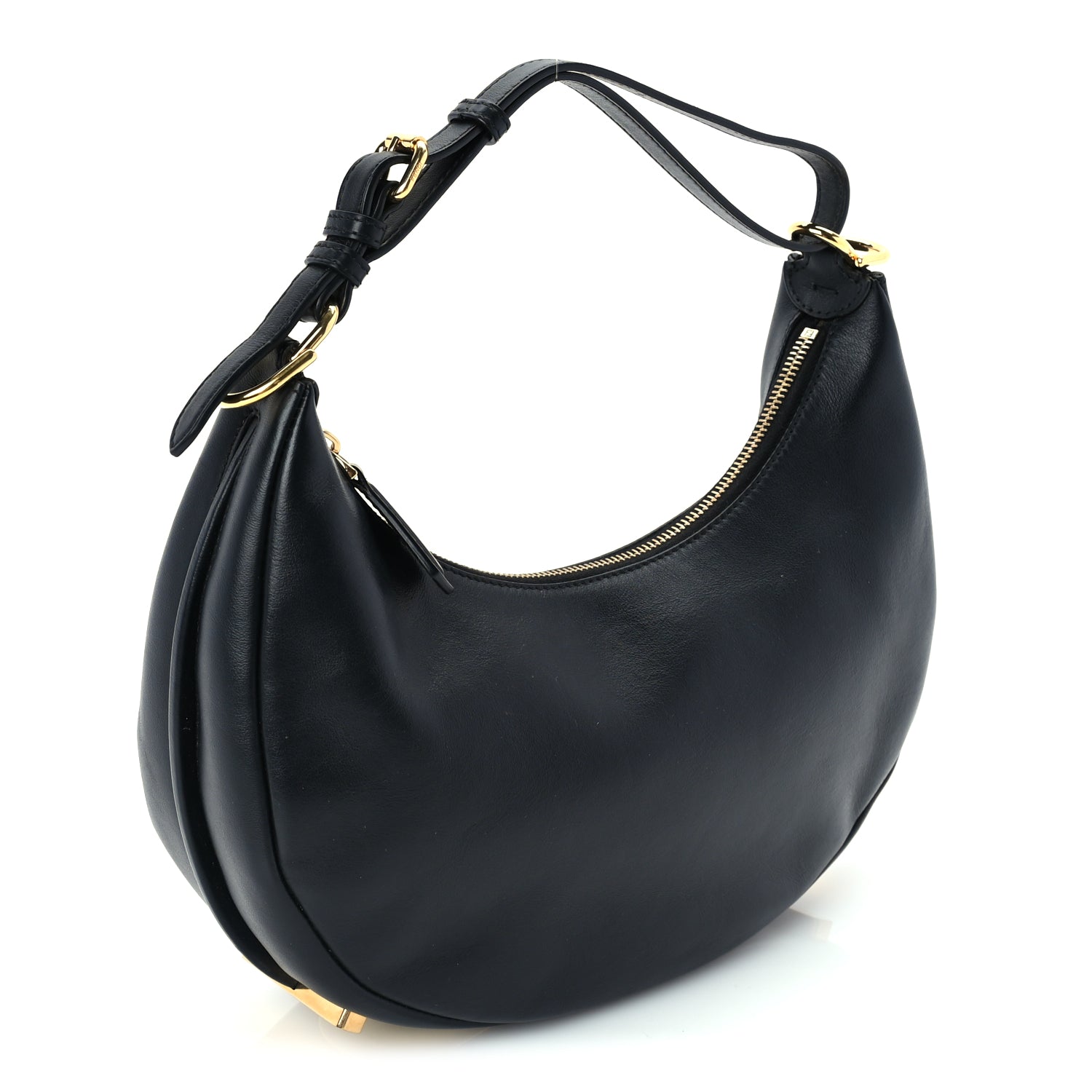 Fendi Vitello Grace Matte Small Fendigraphy Hobo Bag  Black