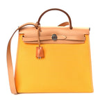 Hermes Toile Officer Vache Hunter Herbag Zip 31 PM Jaune Ambre Natural