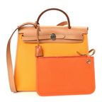 Hermes Toile Officer Vache Hunter Herbag Zip 31 PM Jaune Ambre Natural