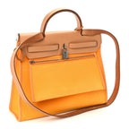 Hermes Toile Officer Vache Hunter Herbag Zip 31 PM Jaune Ambre Natural