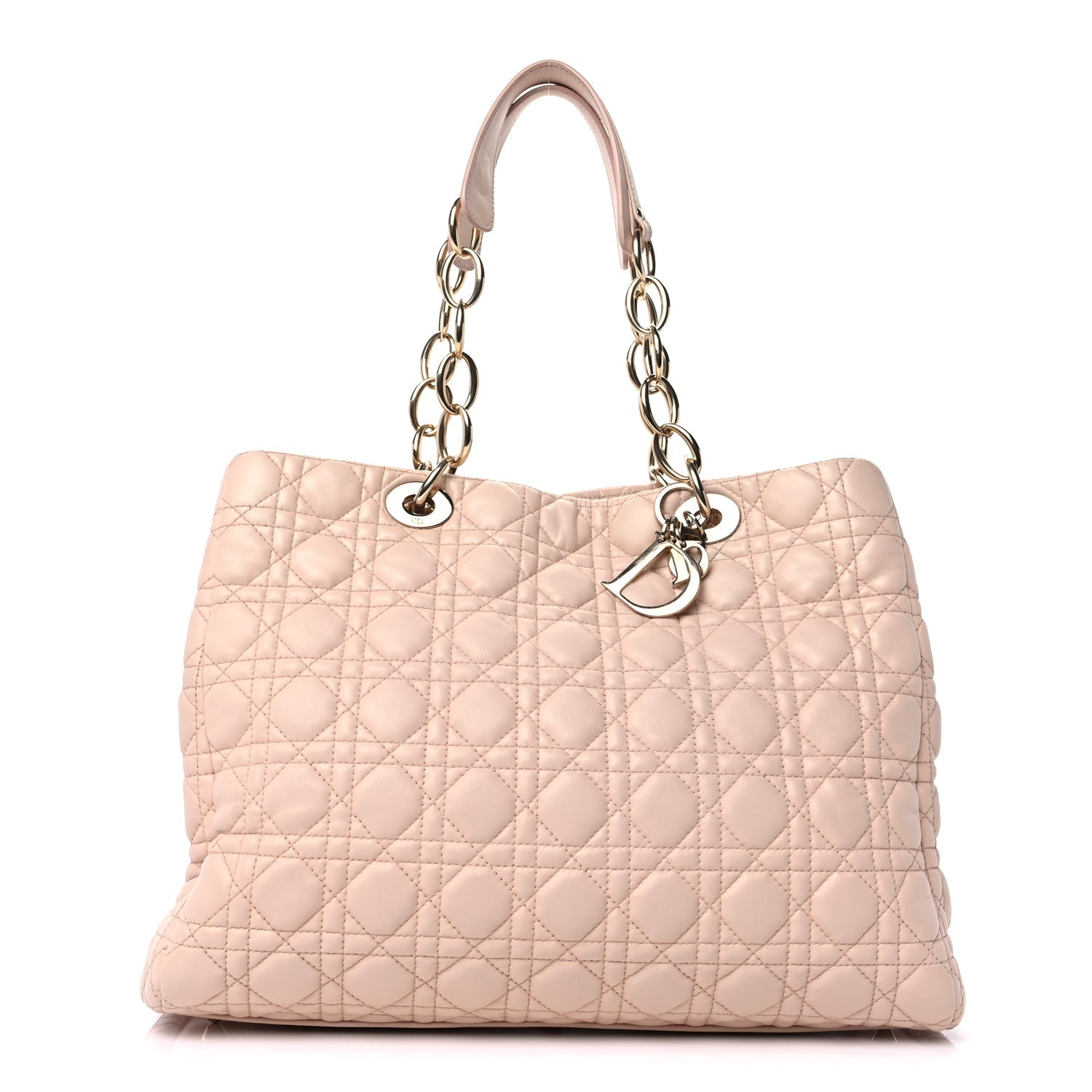 Christian Dior Lambskin Cannage Large Dior Soft Shopping Tote Light Pink