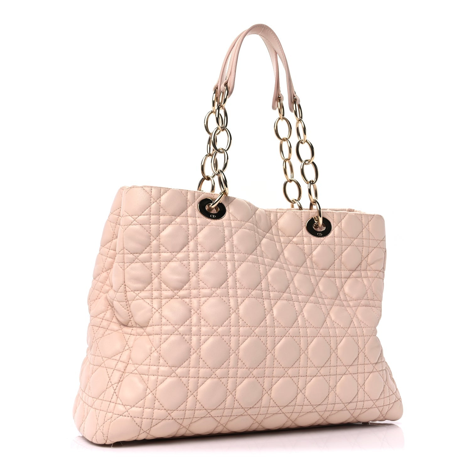 Christian Dior Lambskin Cannage Large Dior Soft Shopping Tote Light Pink