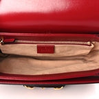 Gucci GG Supreme Monogram Azalea Calfskin Horsebit 1955 Shoulder Bag Beige Ebony New Cherry Red