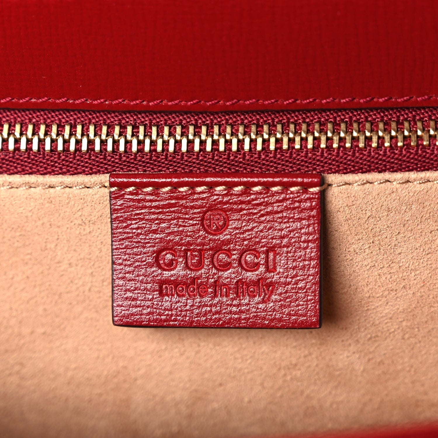 Gucci GG Supreme Monogram Azalea Calfskin Horsebit 1955 Shoulder Bag Beige Ebony New Cherry Red