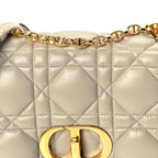 Christian Dior Calfskin Macrocannage Medium Caro Bag  Sand