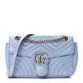 Gucci Calfskin Matelasse Small GG Marmont Shoulder Bag Porcelain Light Blue