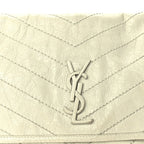 Saint Laurent Crinkled Calfskin Matelasse Monogram Medium Niki Chain Satchel Crema Soft