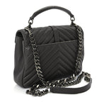 Saint Laurent Sheepskin Matelasse Chevron Monogram Medium College Satchel Dark Anthracite